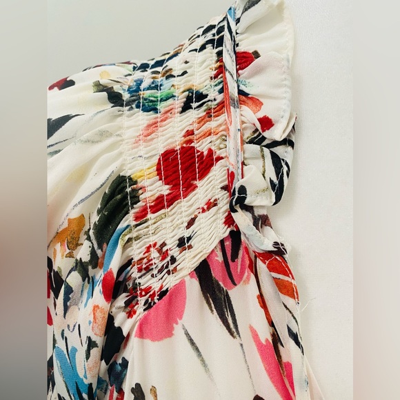 PARKER Silk Floral Smocked Drop Waist Mini Dress - Picture 4 of 8